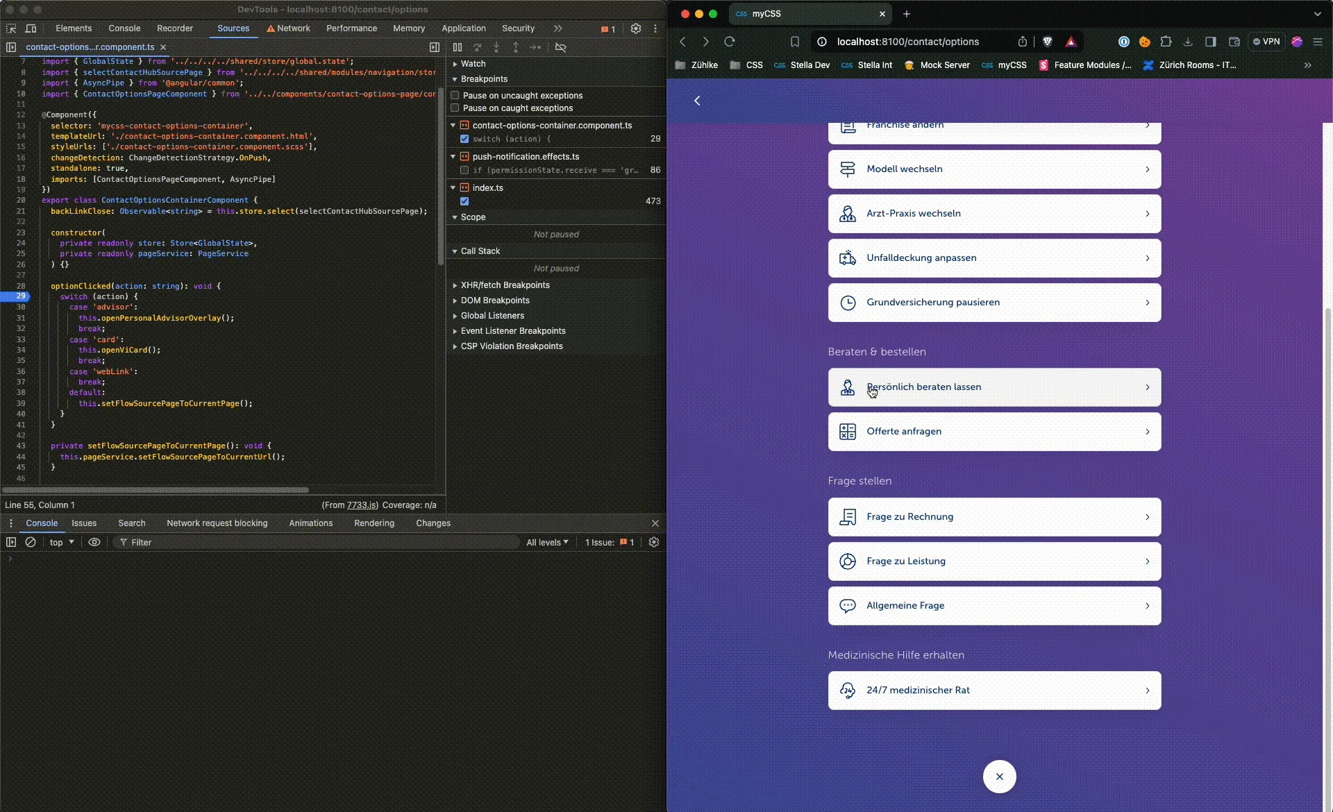 Debugging a feature in the Chrome Dev Tools