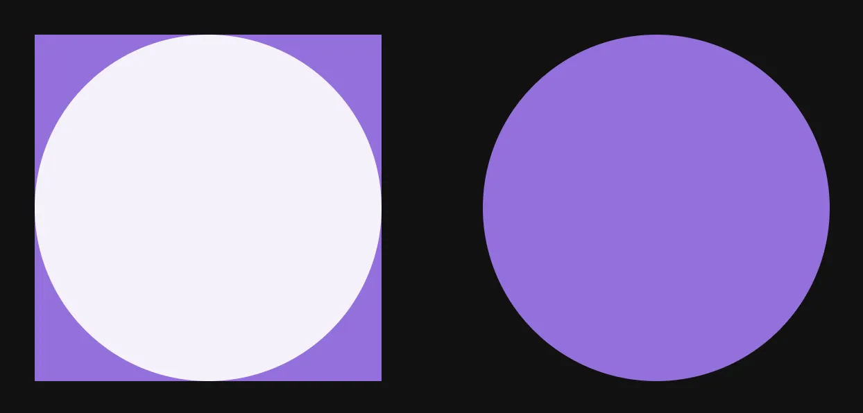 Square to circle showing rouding circle of border-radius