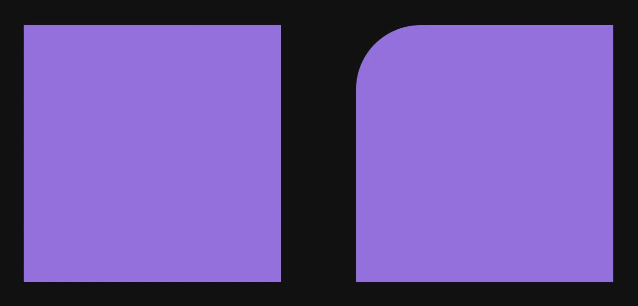 Square to rounded corner using border-radius
