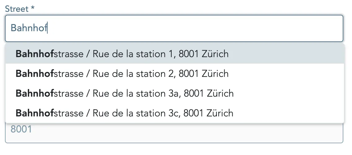 Autocomplete dropdown spanning full width of the input field